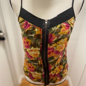 Vintage Autumn Floral Zip-Up Tank